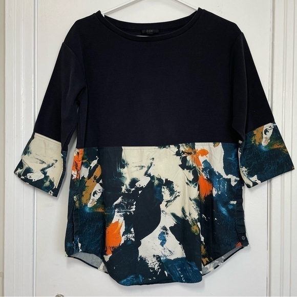 COS Navy Watercolor Pullover Top size XS - Picture 3 of 6